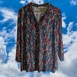 Emily Daniels XL vintage long sleeve polyester blend stretch woman's button down